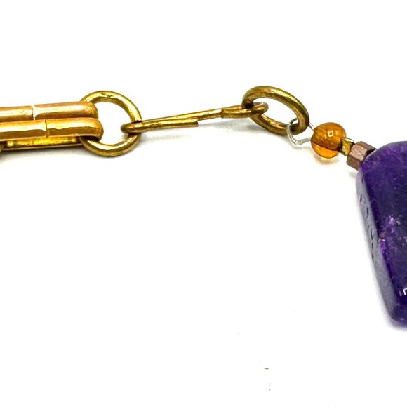 1970s-80s Asian-Inspired Medallion Necklace with Sugilite, Jade & Garnet - Picture 5 of 10